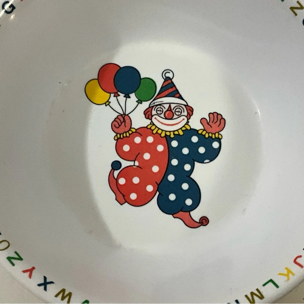 Vintage Melamine Ware Child’s Bowl with Clown and ABC’s Taiwan B2